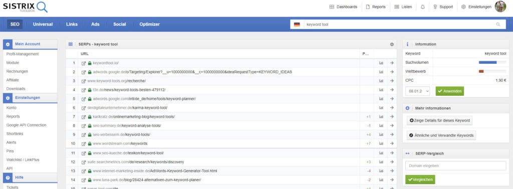 Sistrix Keyword Tool